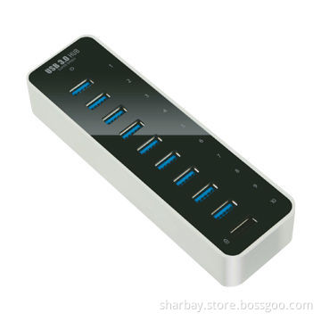 9-port USB 3.0 Hub with 1 Port Charger, Plug-and-play, with 12V/5A Power Adapter